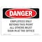 Signmission OSHA Danger Sign, 3.5" Height, 5" Width, Employees Only Beyond This Point All Others, Landscape OS-DS-D-35-L-2270 - alternate 1